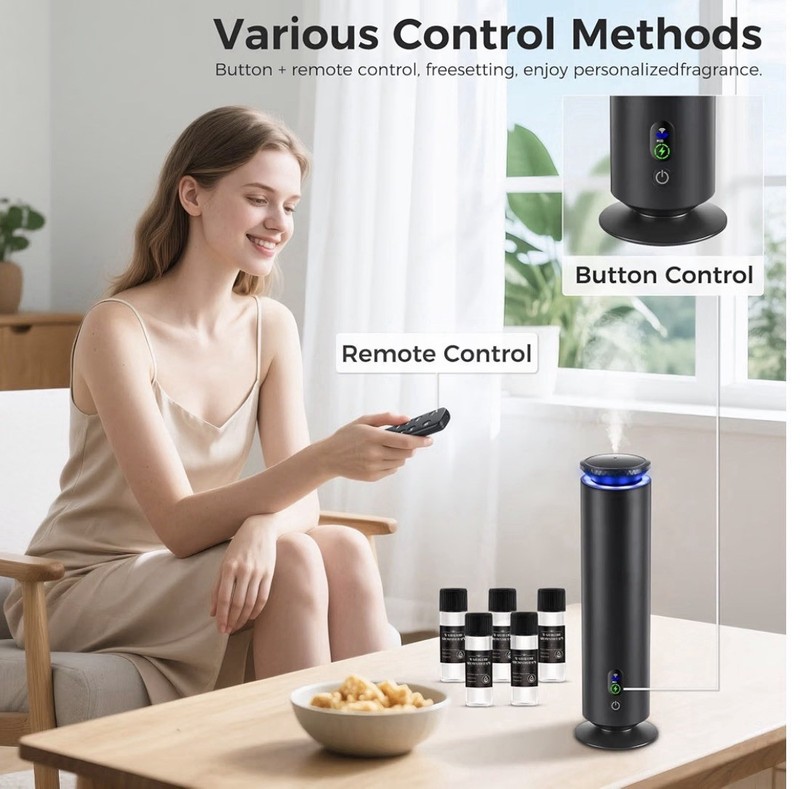 BUBLOC Hotel Scent Diffuser Starter Kit Black 1000 Sq Ft Waterless 5 Oils Remote gallery