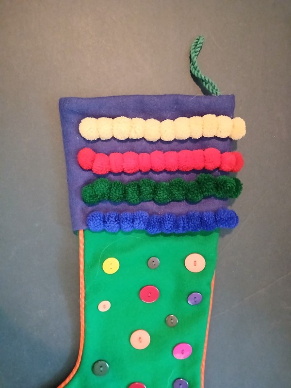Crate & Barrel Christmas Stocking Buttons Pom-poms 80% Wool gallery