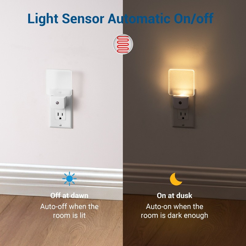 DEWENWILS 2 Pack LED Night Light - Auto On/Off Sensor, 30,000 Hours, Daylight gallery