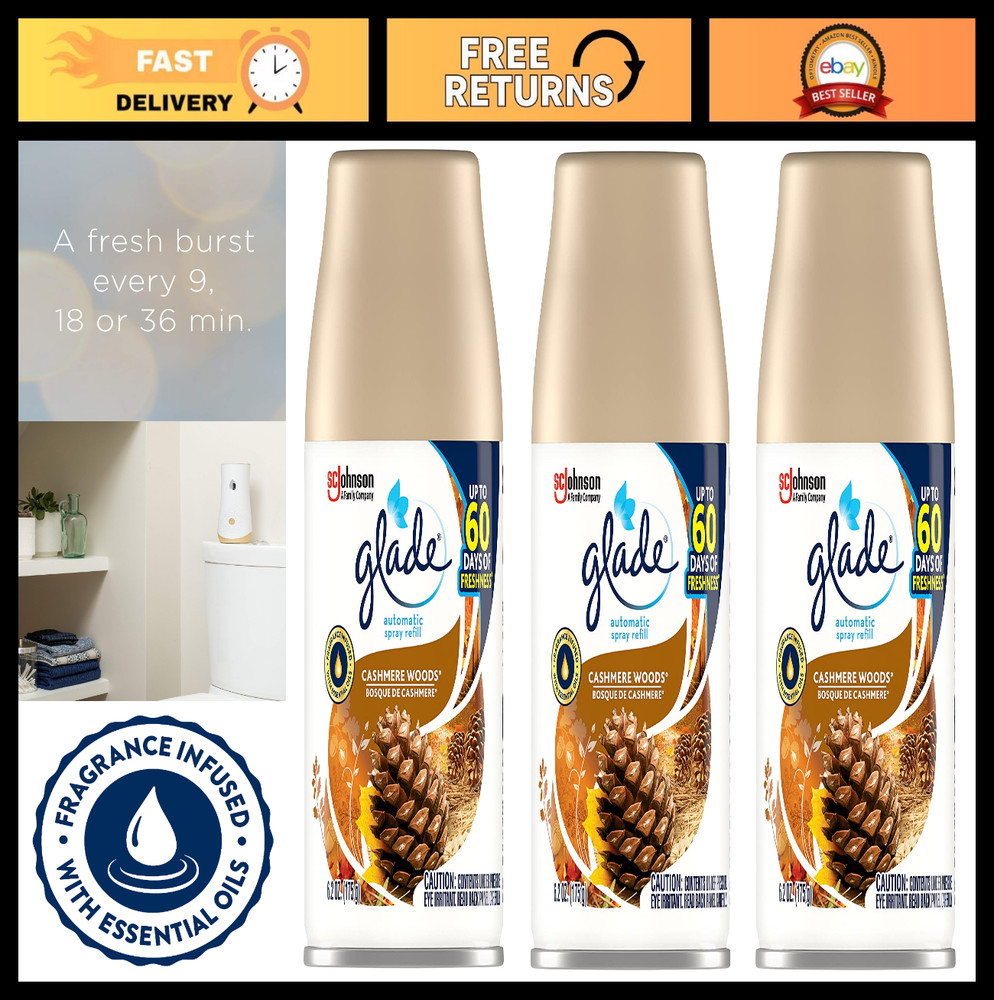 Automatic Spray Refill - Cashmere Woods - 6.2 Oz, Pack of 3, Air Freshener