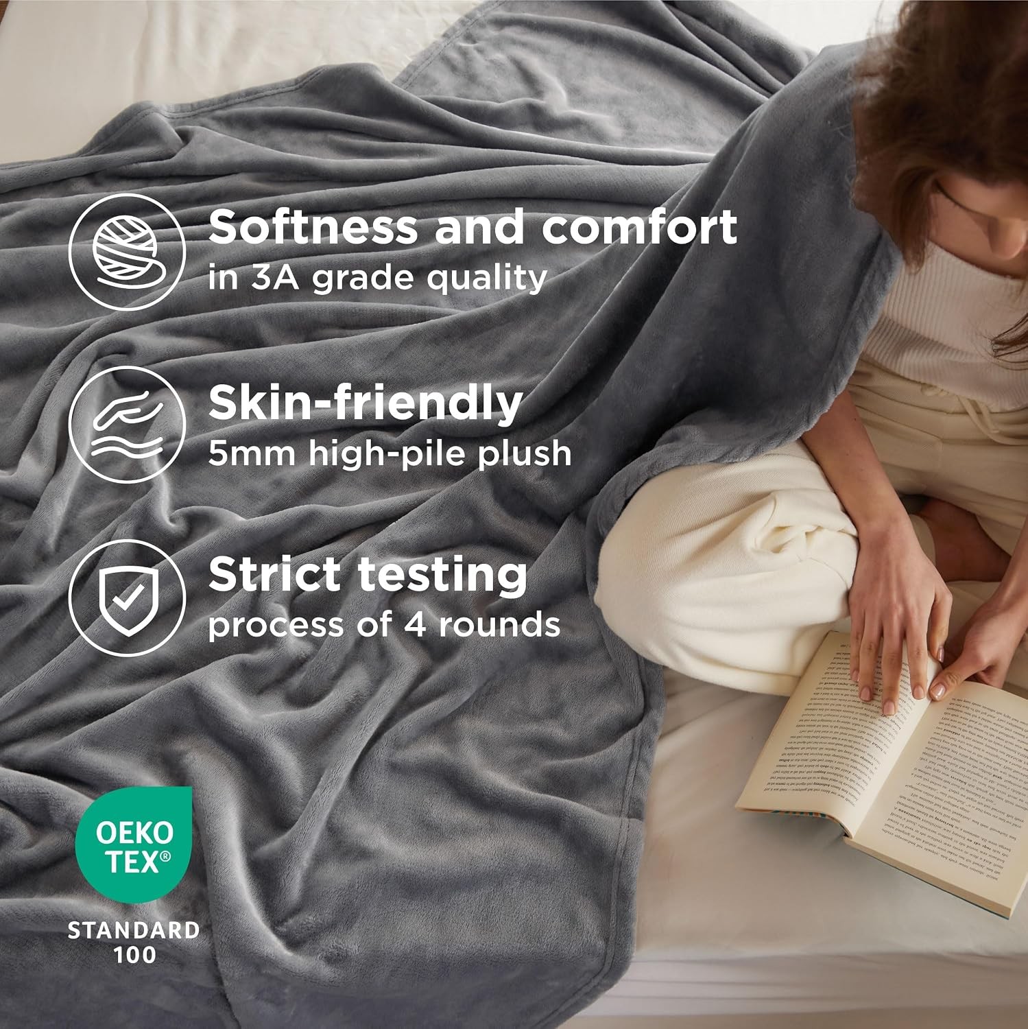 GentleSoft Fleece Throw Blanket for Couch Grey-Lightweight Plush Fuzzy Cozy Soft gallery
