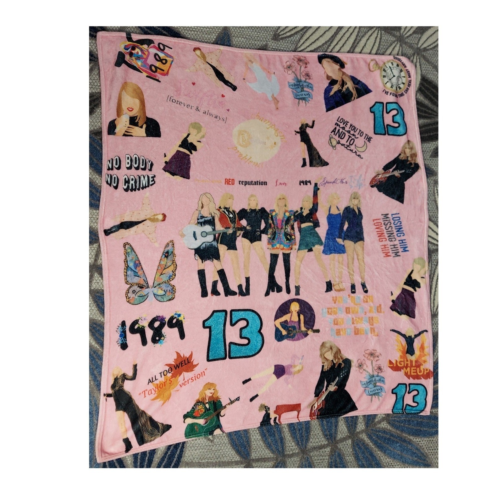 Taylor Swift Eras Pink Plush Lightweight Throw Blanket Swiftie Collage 50"x56" gallery