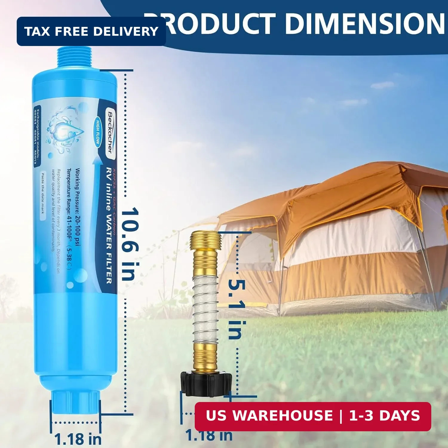 2-pack RV Water Filter, Advanced RV Inline Water Filter with Flexible Hose Prote gallery