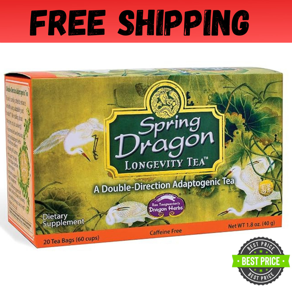 - Spring Dragon Longevity Tea - 20 Individually Wrapped Tea Bags, Makes 60 Se...