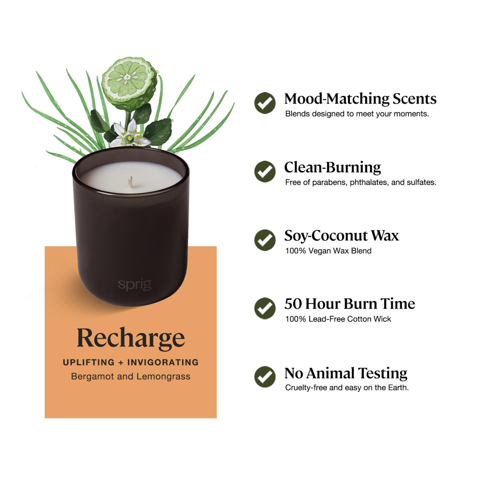 Sprig by Recharge Aromatherapy Candle with Bergamot and Lemongrass, 100% Natu... gallery