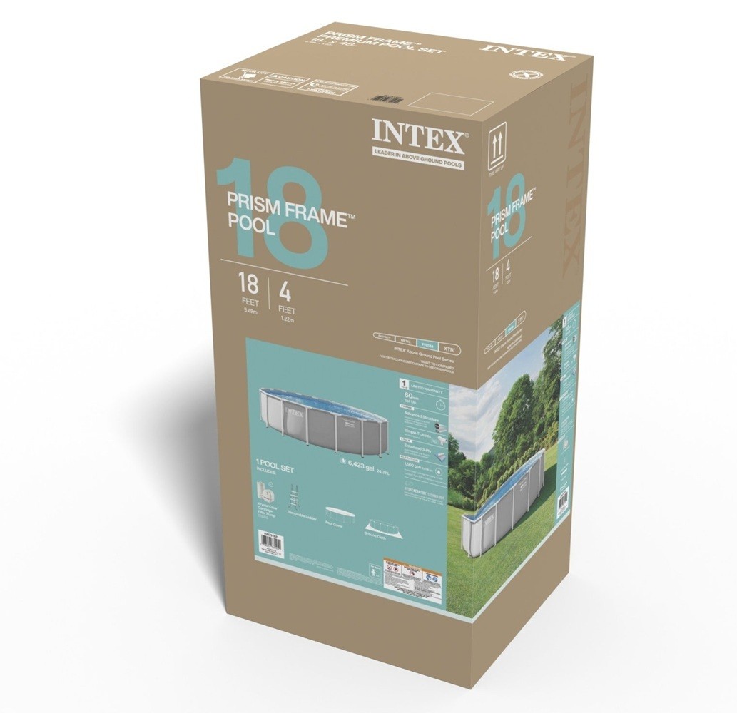 Intex 18ft X 48in Prism Frame Above Ground Pool Set with 1500GPH Cartridge Filte gallery
