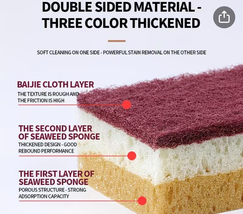 High Density Sponge Cleaning Cloth, Dishwashing Cloth,non Greasy Kitchen