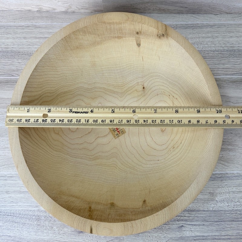 Wood Serving Salad Bowl Solid Single Piece MCM 1970s 1980s Natural Grain Knots gallery