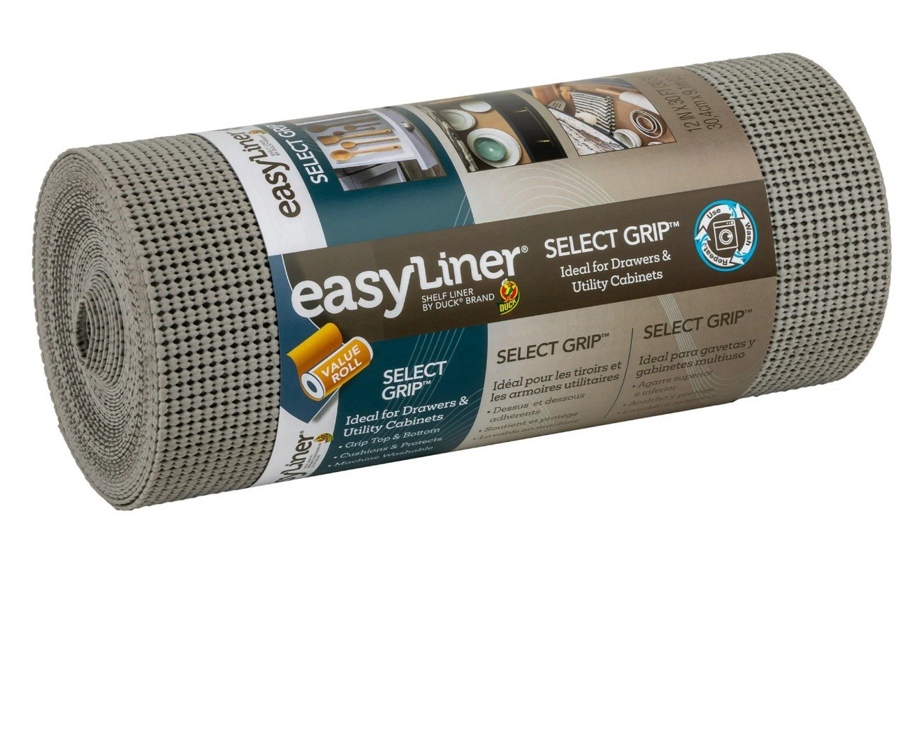 EasyLiner Select Grip Shelf Liner, Light Gray,12 in. x 30 ft. Roll gallery