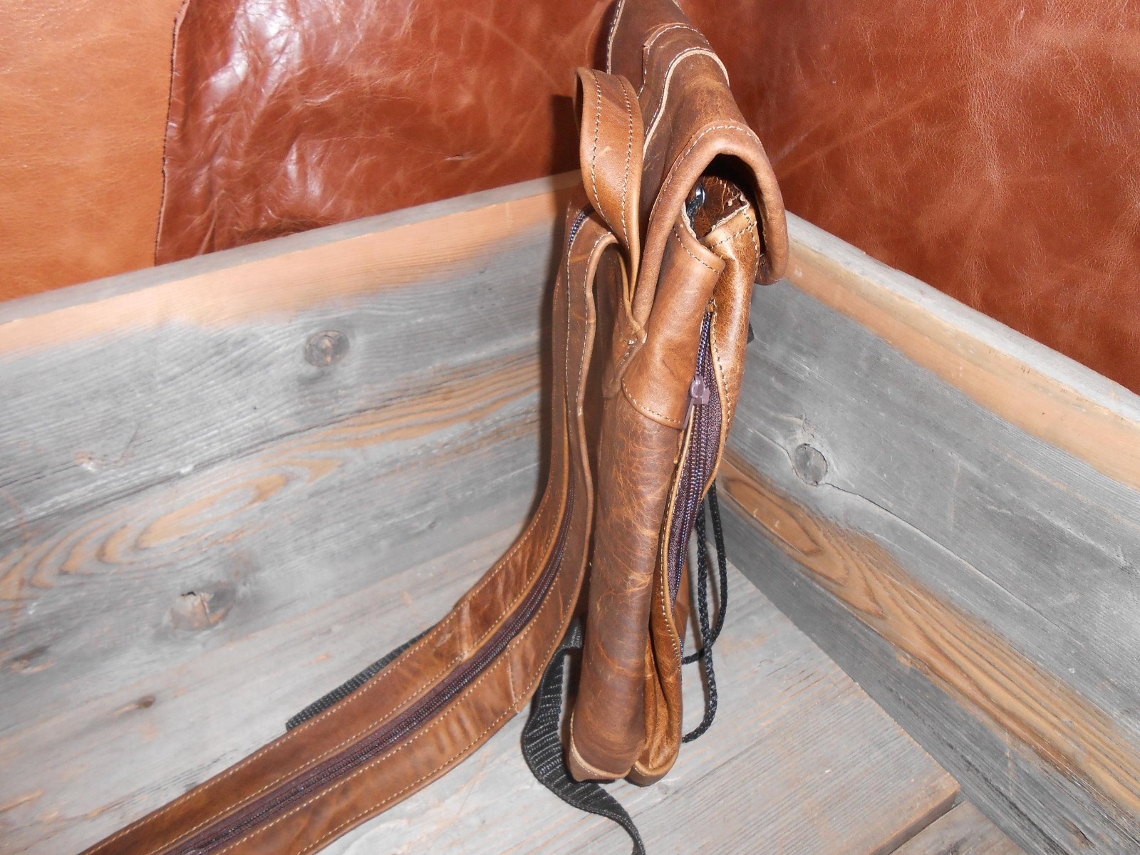 Leather backpack.New small to medium sized backpack spacious with zipper pockets 5