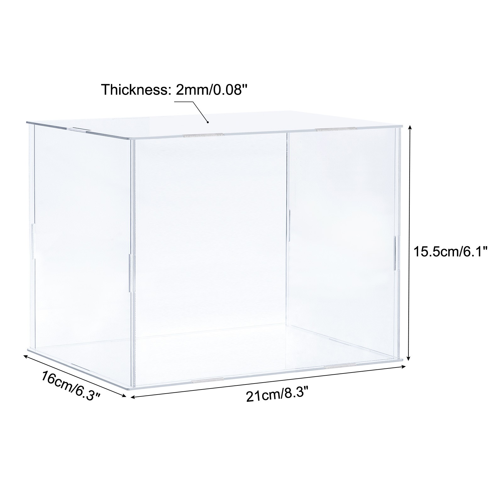 Acrylic Display Case Plastic Cube Storage Box Transparent Showcase 21x16x15.5cm gallery