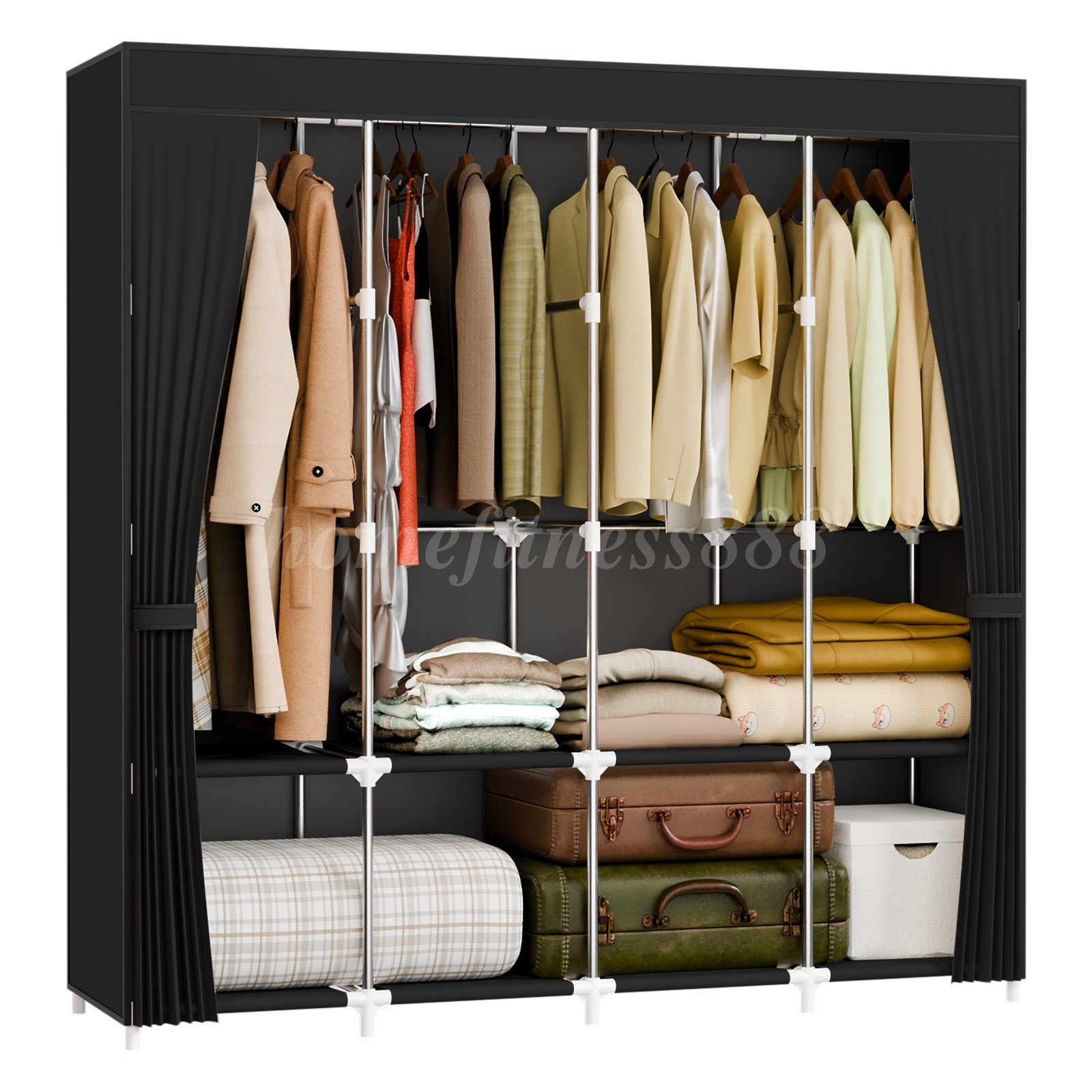 New Design Portable Closet Wardrobe Clothes Rack Storage Organizer Shelf Fabric gallery