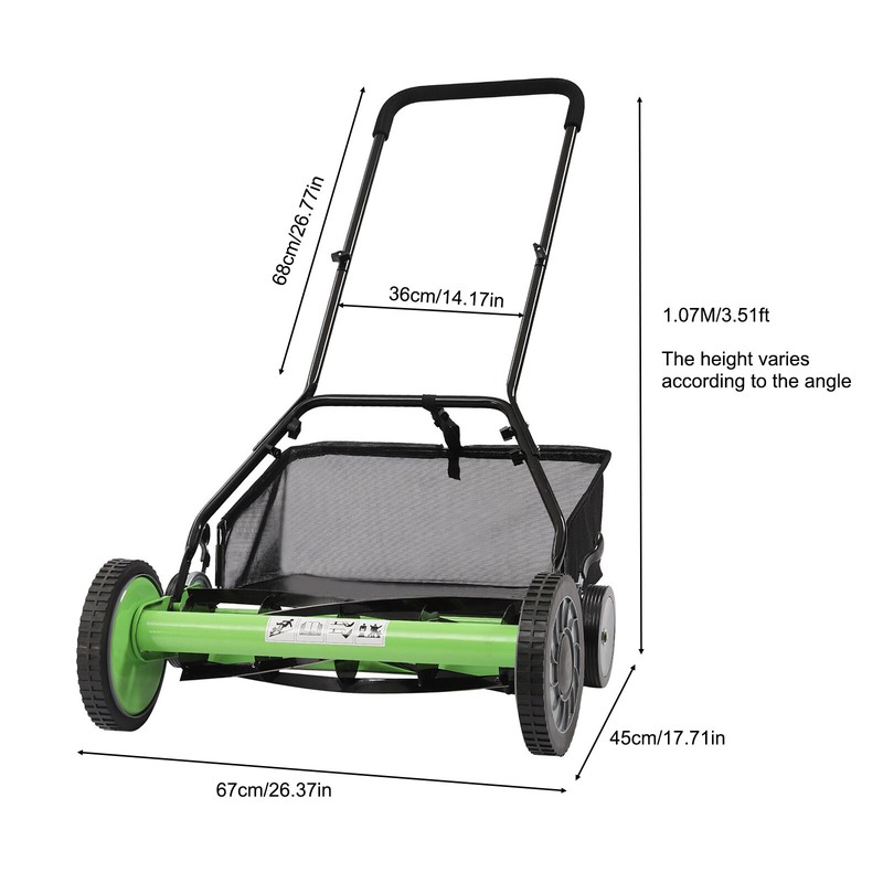 20" Lawn Mower Grass Cutter Machine, with Collection Box,Push Reel Mower 5-Blade gallery