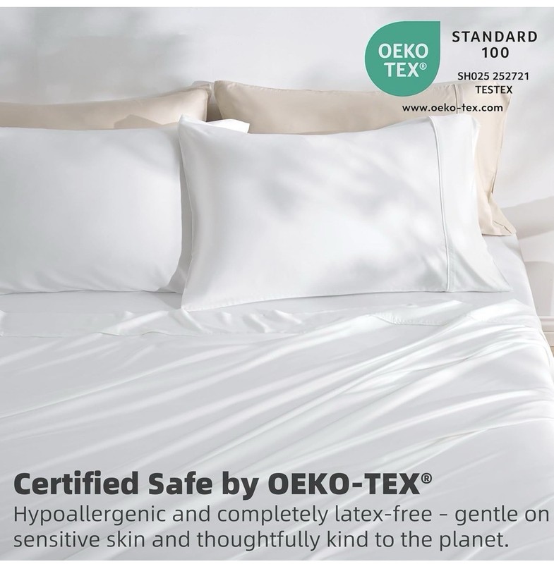 GOKOTTA 4-Pcs California King Sheet Set,100% Rayon From Bamboo 16” Pocket White gallery