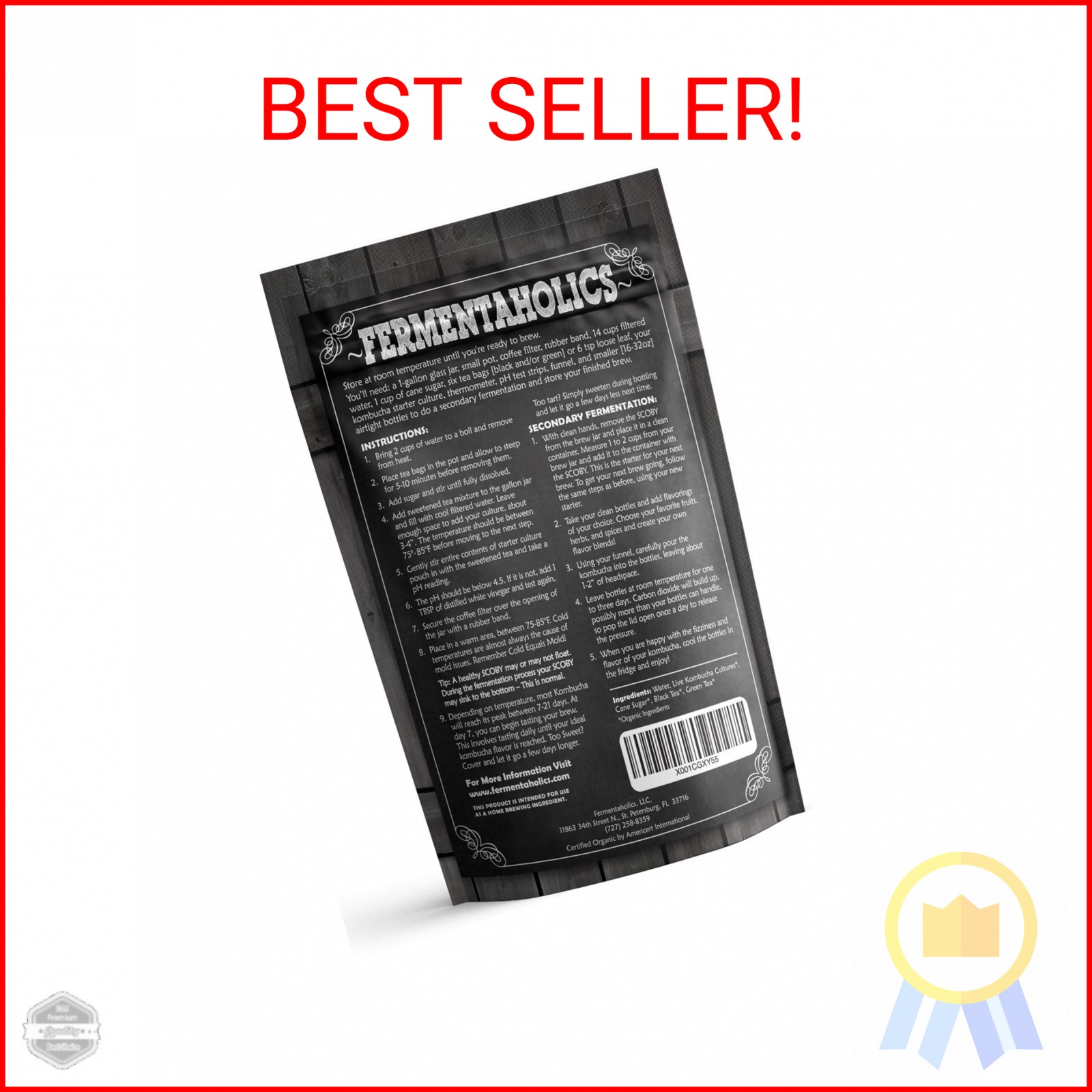 Fermentaholics ORGANIC Kombucha SCOBY With Twelve Ounces of Starter Tea - Live S gallery