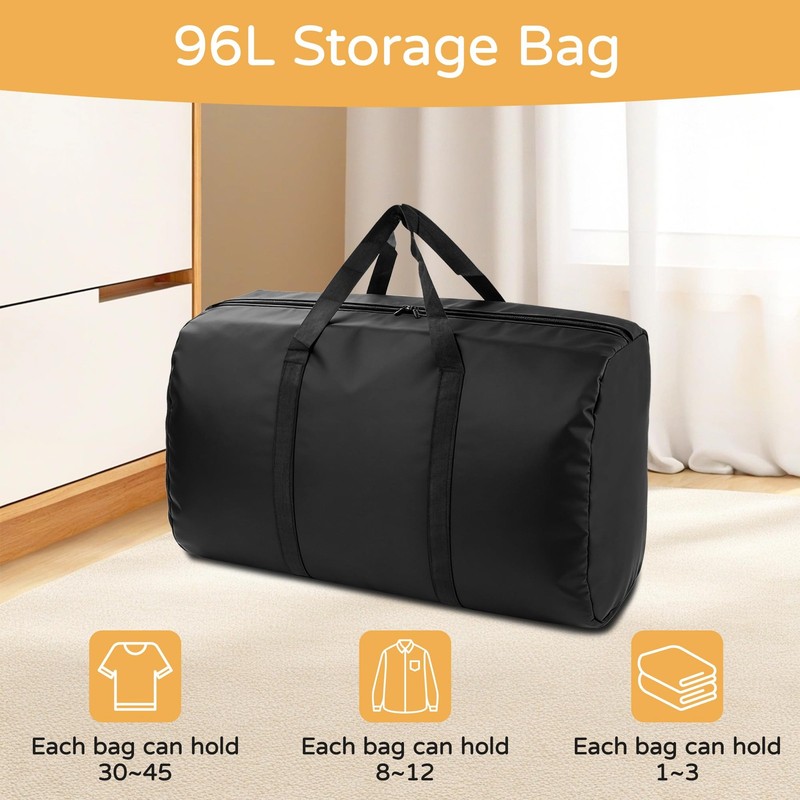 2 Pack 96L Extra Large Moving Bags with Zippers & Carrying Handles for Storage gallery