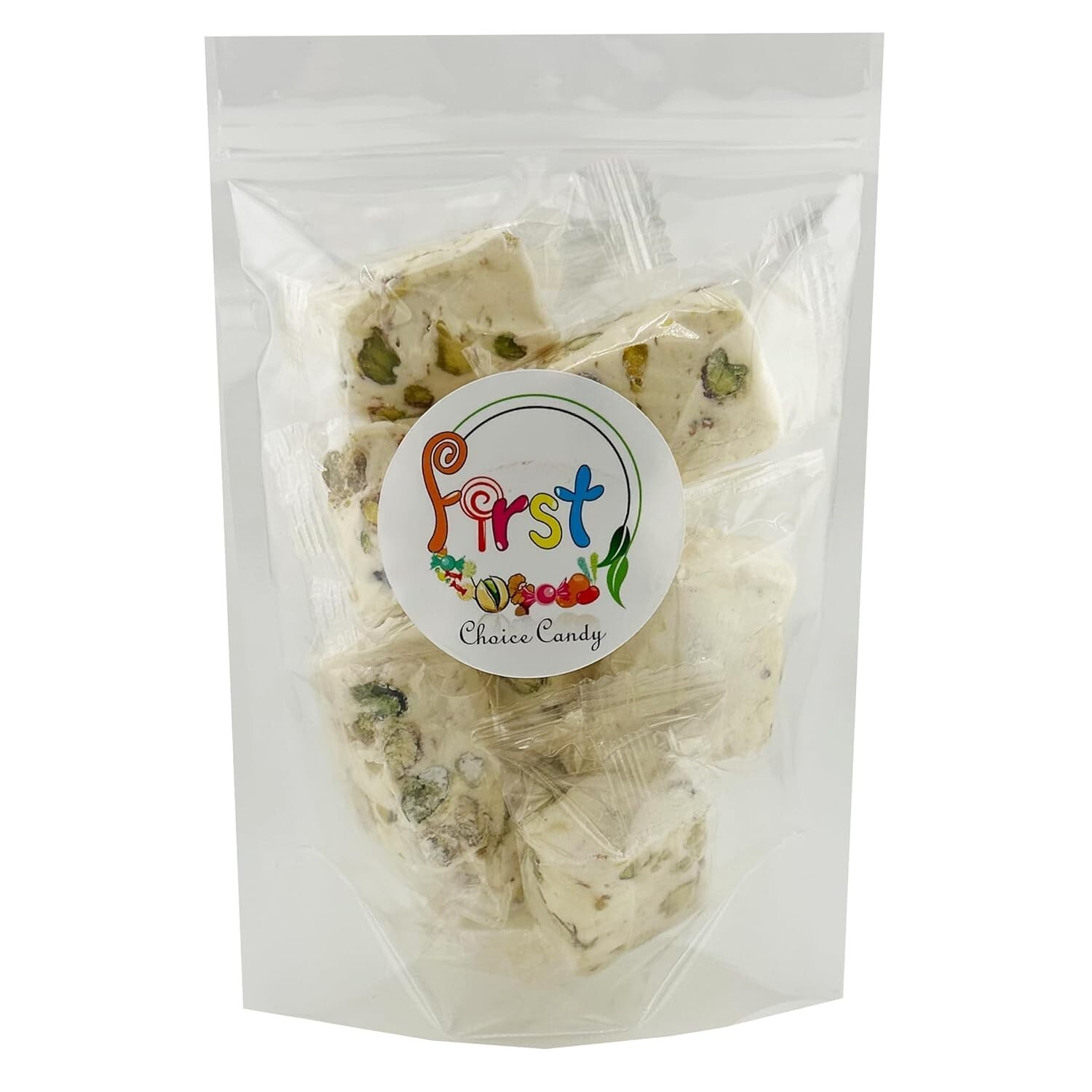 Soft White Nougat Candy, Individually Wrapped Pistachio Nougat, Divinity Candy gallery
