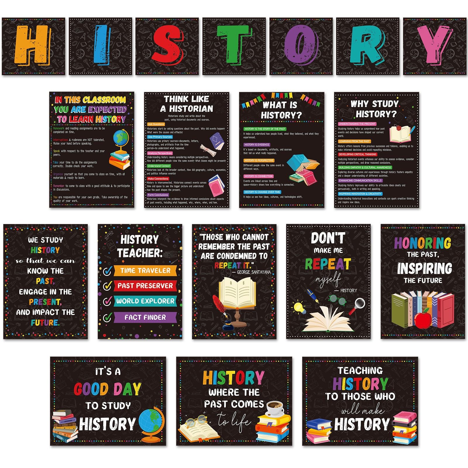 19 Pcs History Posters History Classroom Decoration Classic Social Studies Bu... gallery