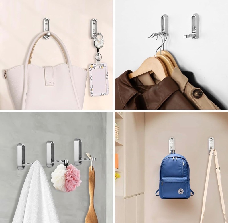 Foldable Wall Hook, 40 lbs Heavy Duty Screw Mounted, Screws NOT Included gallery