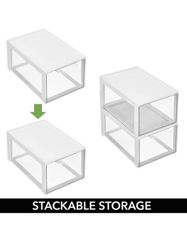 4X mDesign Plastic Stackable Cosmetic Storage Organizer Bin with Pull Out Drawer gallery