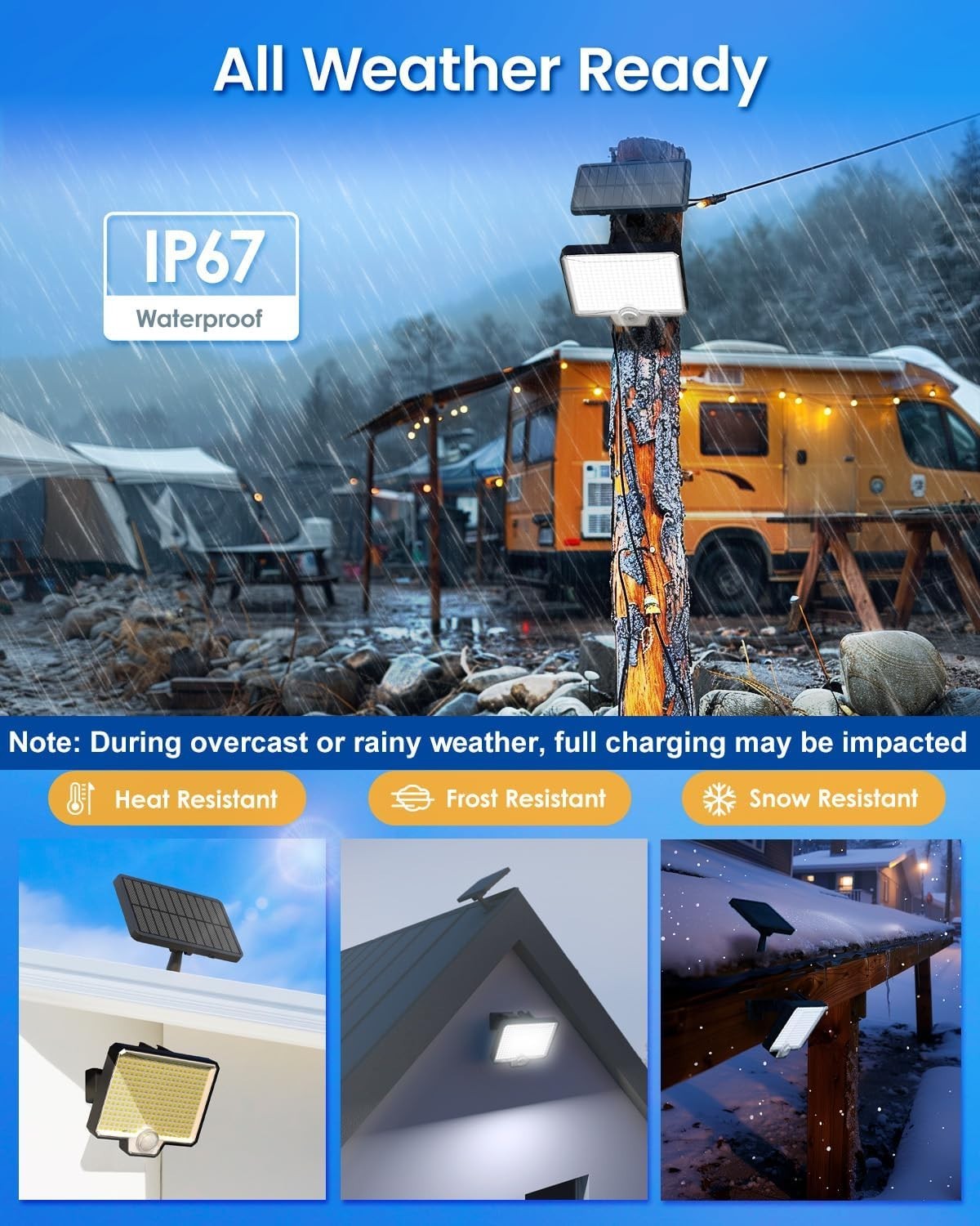 294 LED Solar Motion Sensor Outdoor Lights, 5200Lm Solar Flood Lights, IP67 Wate gallery