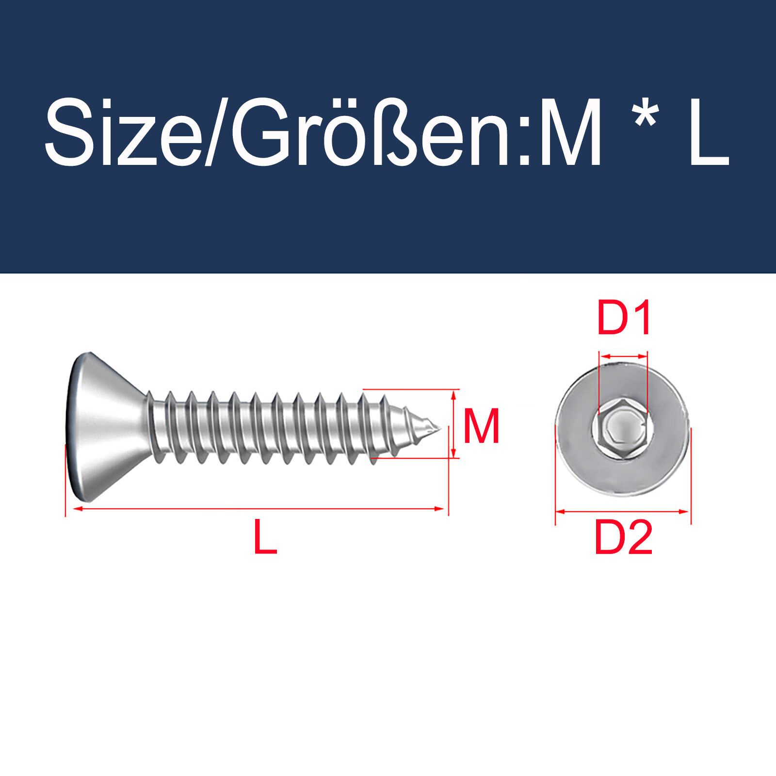 Stainless steel Self-tapping screws Hexagon socket countersunk head screws M2-M6 gallery