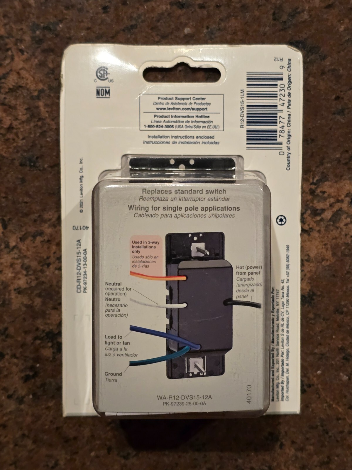 Leviton Decora DVS15-1LM 15 Amp In-Wall Manual On / Automatic Off Motion Sensor gallery