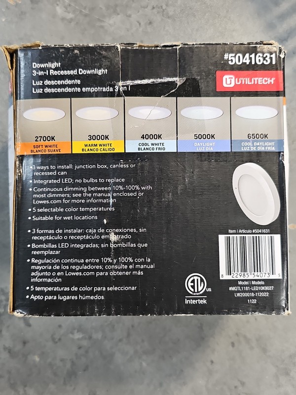 Led utilitech downlight 2700k-6500k 4 Inch gallery