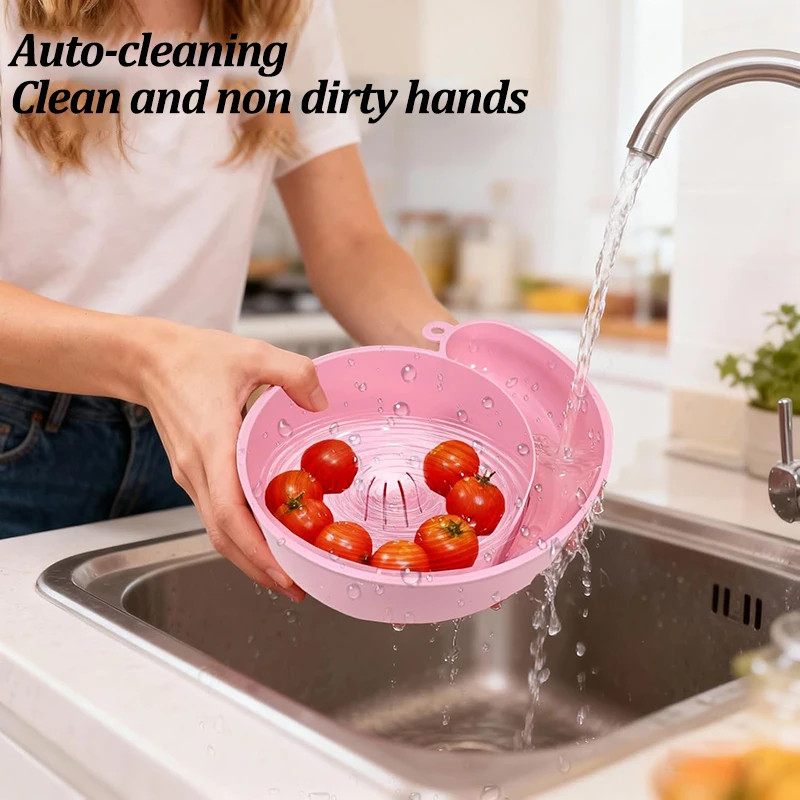 Spin Shape Automatic Vegetable Washing Household Fruit Drain Basket Reusable Kit gallery