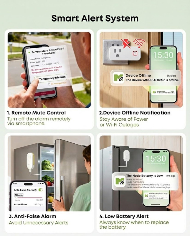 MOCREO Wifi Refrigerator Thermometer with Freezer Alarm, App Email Buzzer Alerts gallery