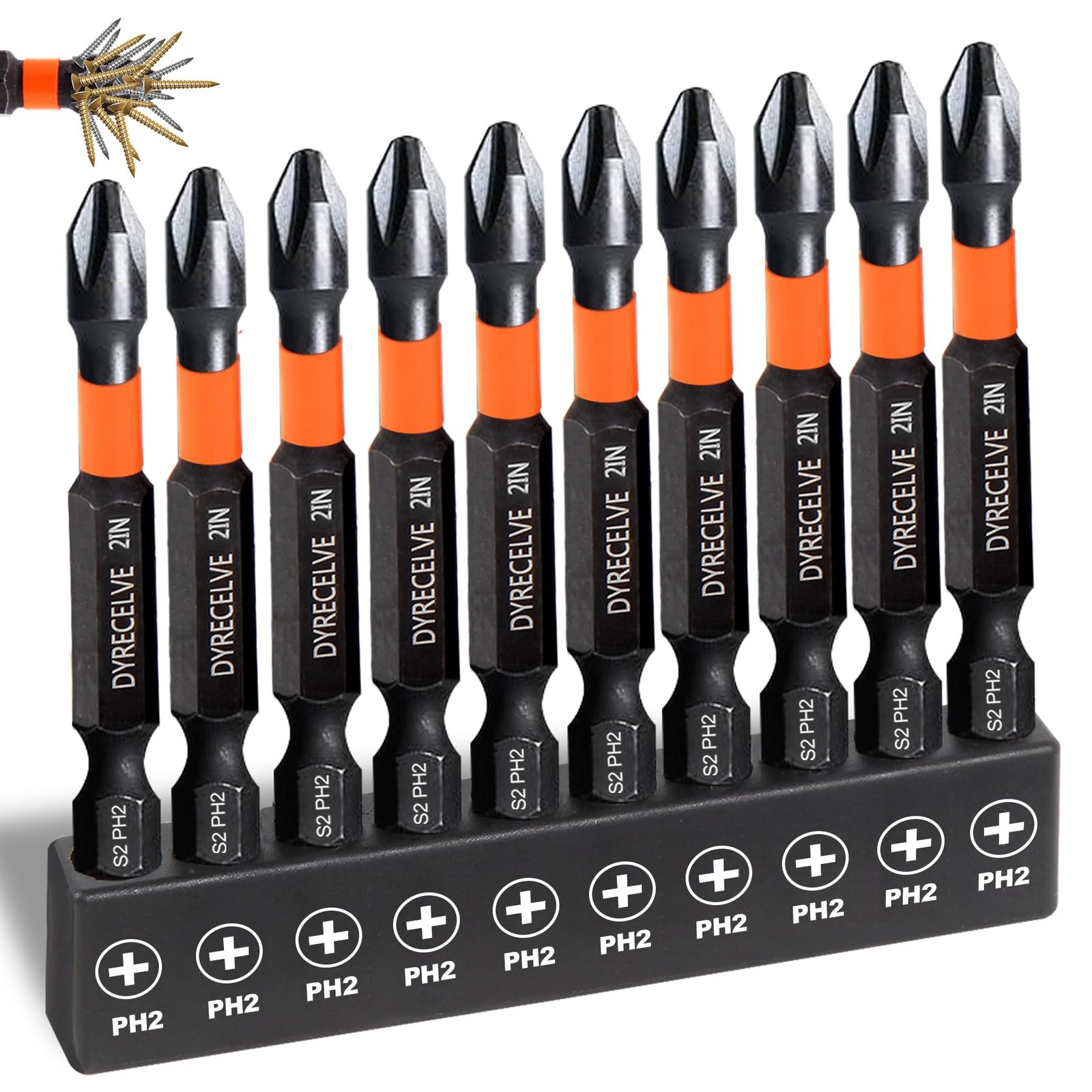10-Pack Phillips Bits #2 Impact, 2-Inch Magnetic Phillips Head Drill & Screwdriv gallery