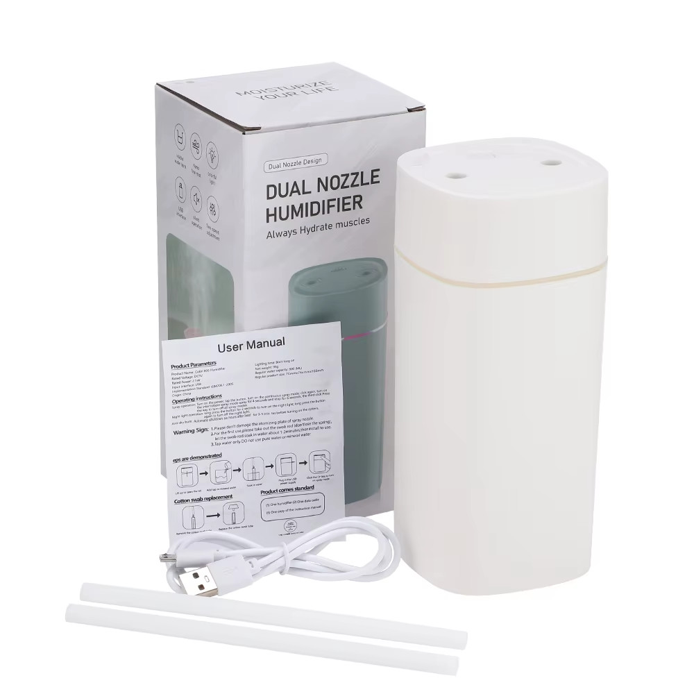 600ML Air Humidifier Double Spray Essential Oil Diffuser LED Quiet Mist gallery