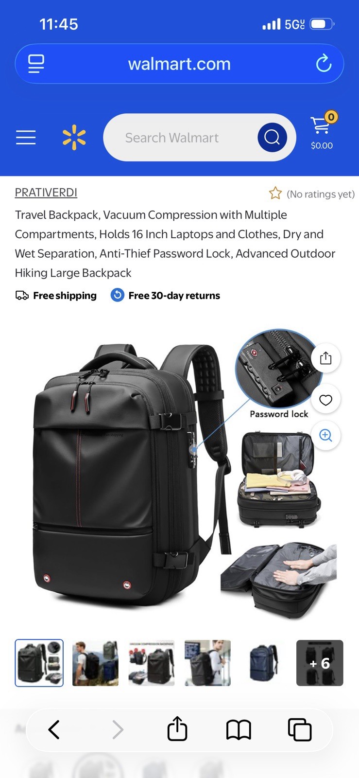 TRAVEL SENTRY Backpack Black Compression Expandable Laptop Weekender Hiking TSA! 5