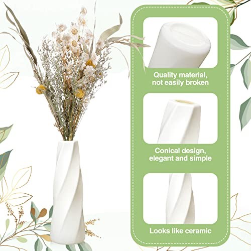 DIDAEY 10 PACK COMPOSITE PLASTIC FLOWER VASES BULK WHITE SMALL TALL VASES -WHITE gallery
