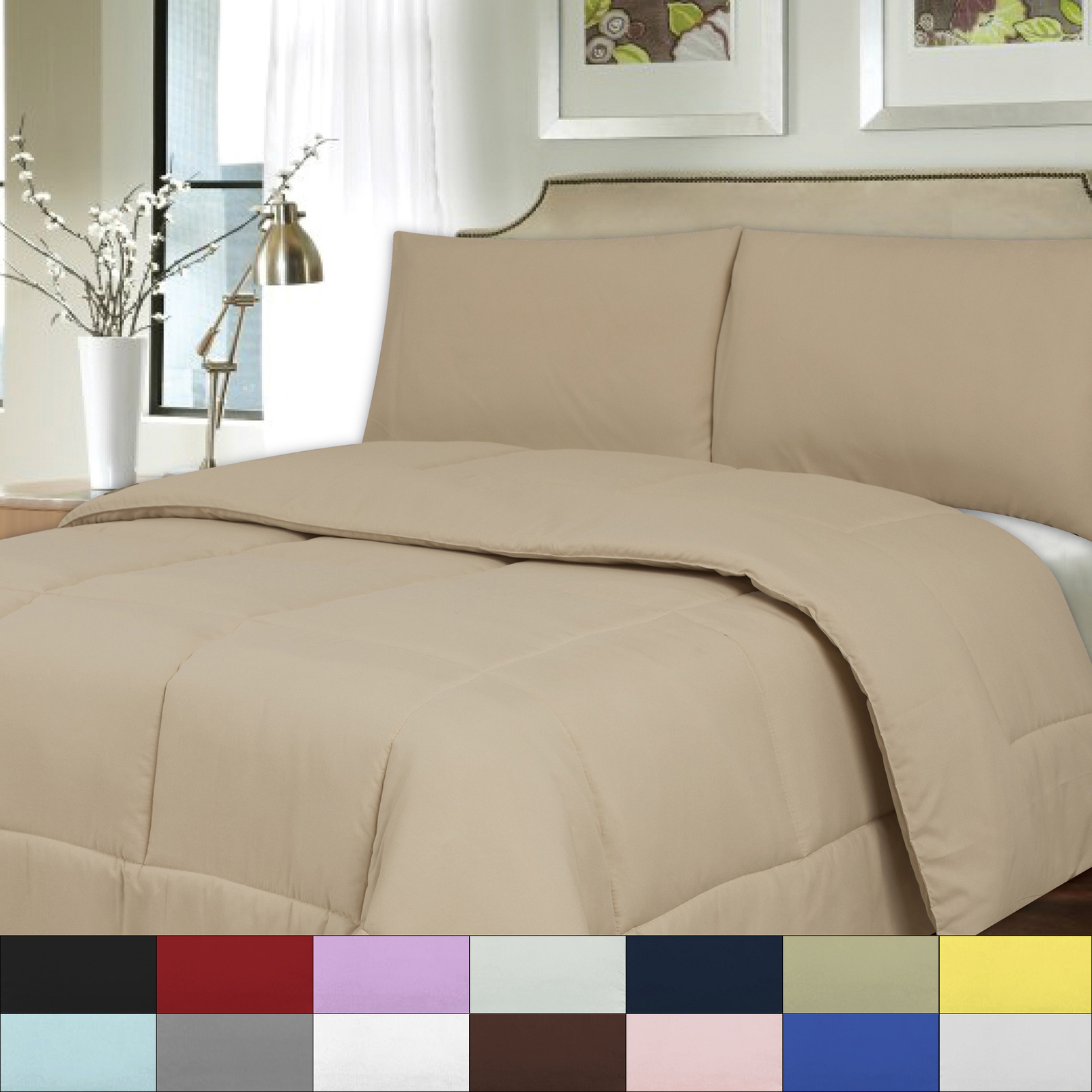 Solid Color Bed Comforter Polyester Fill Microfiber Covering All Sizes gallery