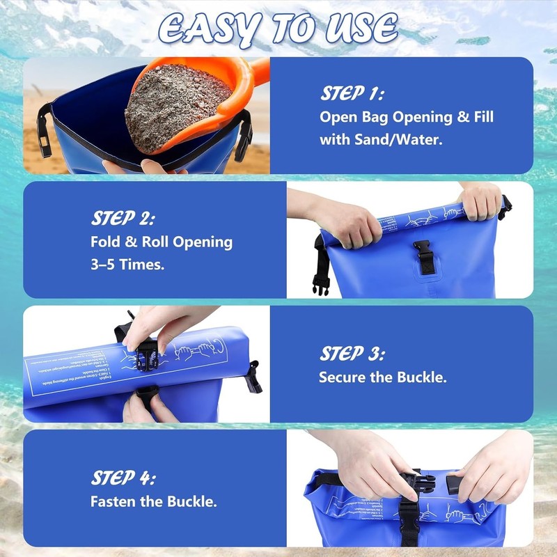 2 Pack 25L Waterproof Pool Step Weights - Durable 75lbs Capacity Blue Bags gallery