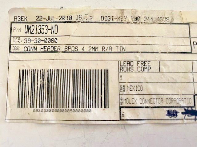 21pc MOLEX 39-30-0060 39300060 CONNECTOR HEADER R/A 6POS 4.2MM NEW gallery