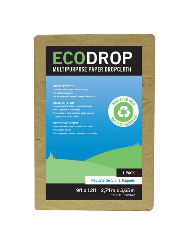 Ecodrop 2101 Multipurpose Brown Light Weight Paper Drop Cloth 9 W x 12 L ft. gallery