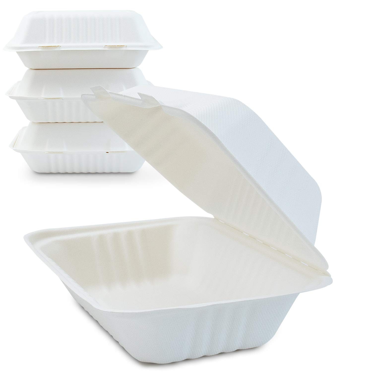 125 Pack 9x6x3 Compostable Clamshell Food Containers Hinged Take Out Boxes gallery