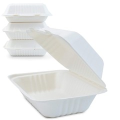 125 Pack 9x6x3 Compostable Clamshell Food Containers Hinged Take Out Boxes