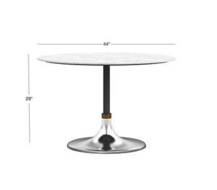 CB2 Hackney Marble Table 44" Round BANSWARA MARBLE Tri‑Metal Pedestal EXCELLENT gallery