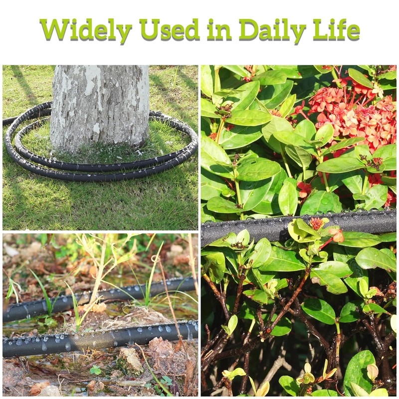 Flat Soaker Hose 1/2 Inch x 75 FT Stake Garden Beds Drip Irrigation Sprinkler gallery