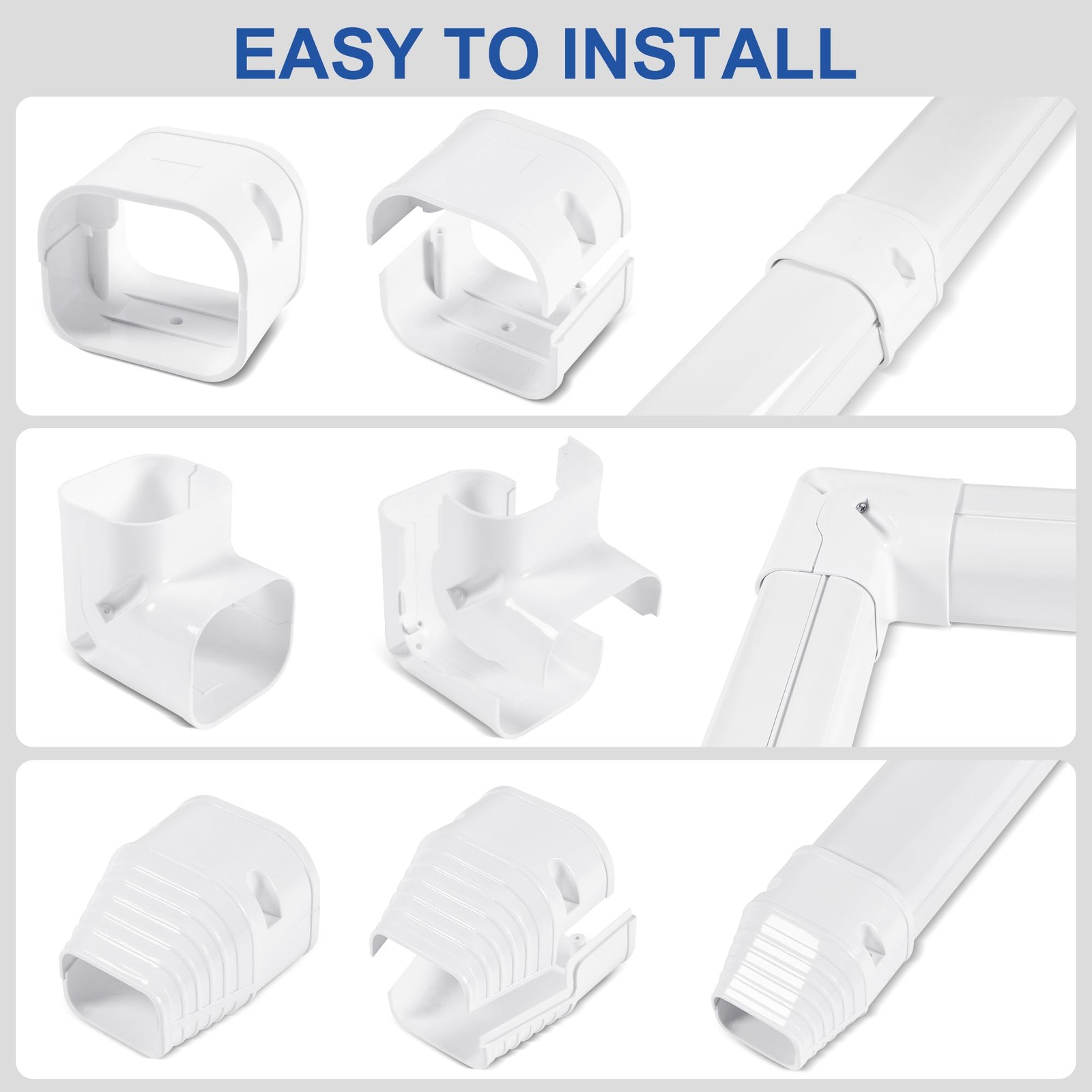 3" 10Ft PVC Decorative Line Set Cover Kit Protection Mini Split Air gallery