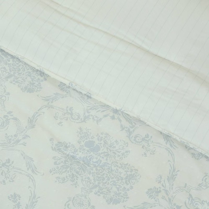 Full/Queen Ruffle Comforter Set Blue Floral gallery