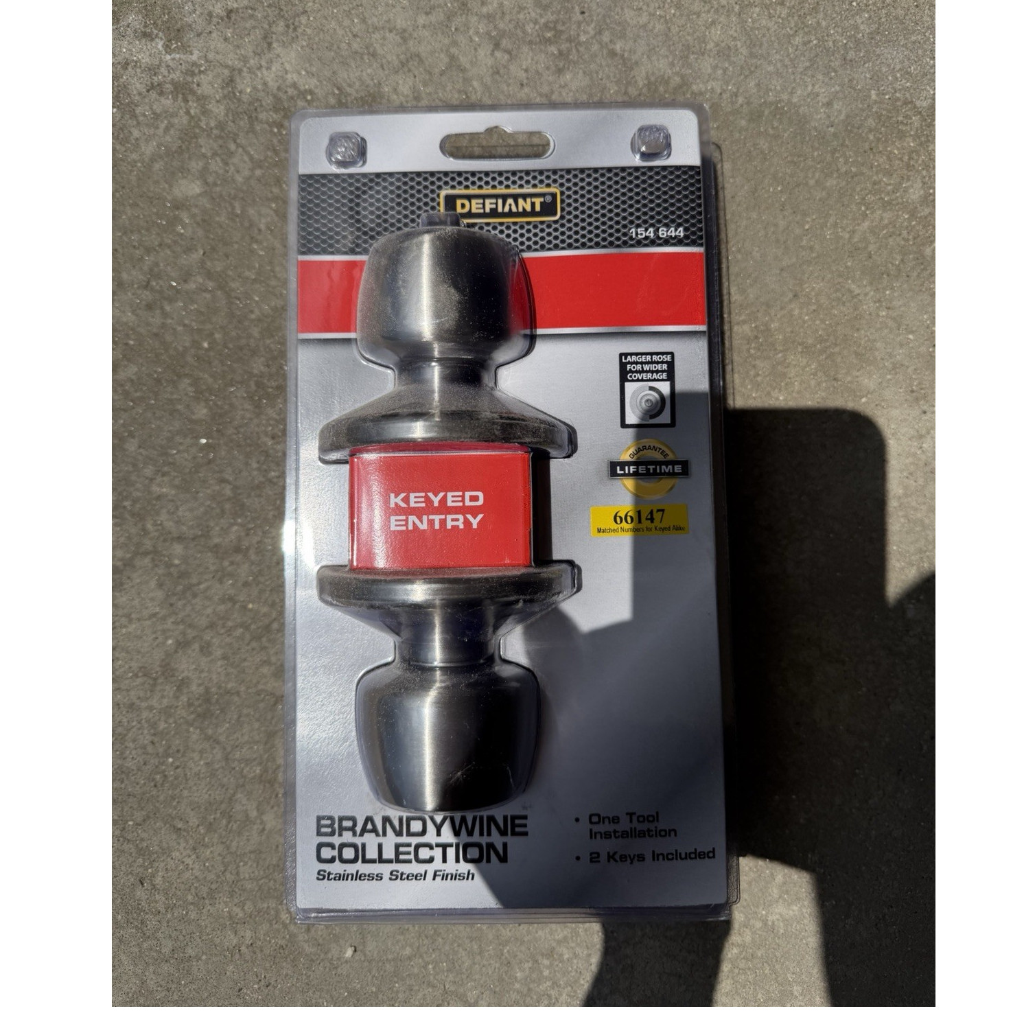 Defiant Brandywine Keyed Entry Door Knob Lock, Stainless Steel Finish, Keys gallery