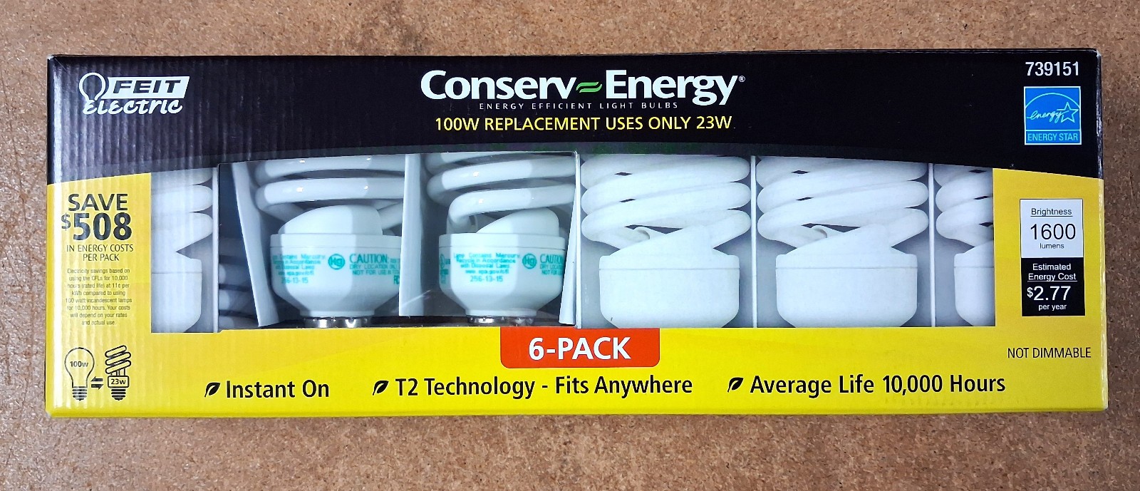 Feit Electric Lightbulbs 6 Pack CFL Eco Bulb Warm 1600lm 100w Runs 23w gallery