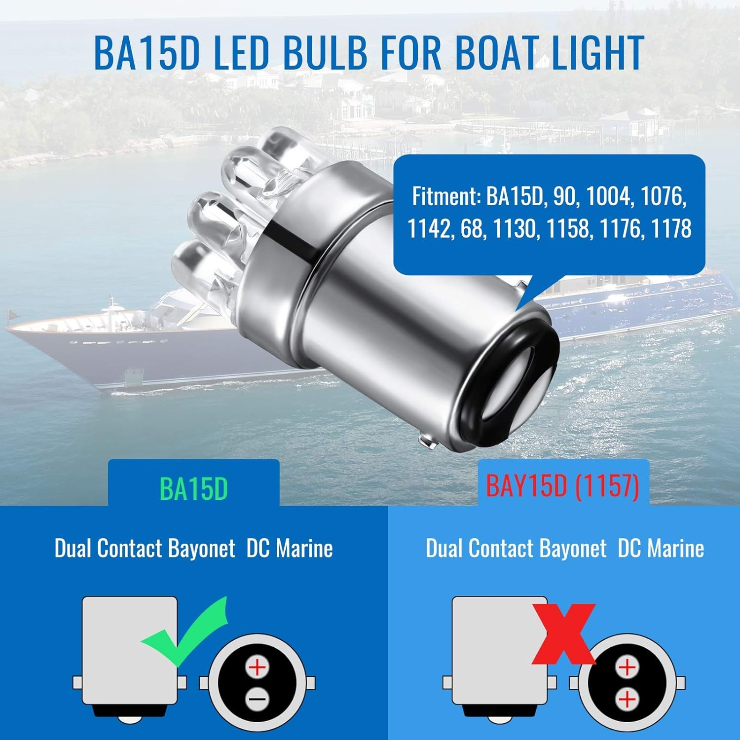 4 Pieces LED 90 Bulb 1004 Marine LED Replacement Bulb BA15D LED Bulb for Boat Na gallery