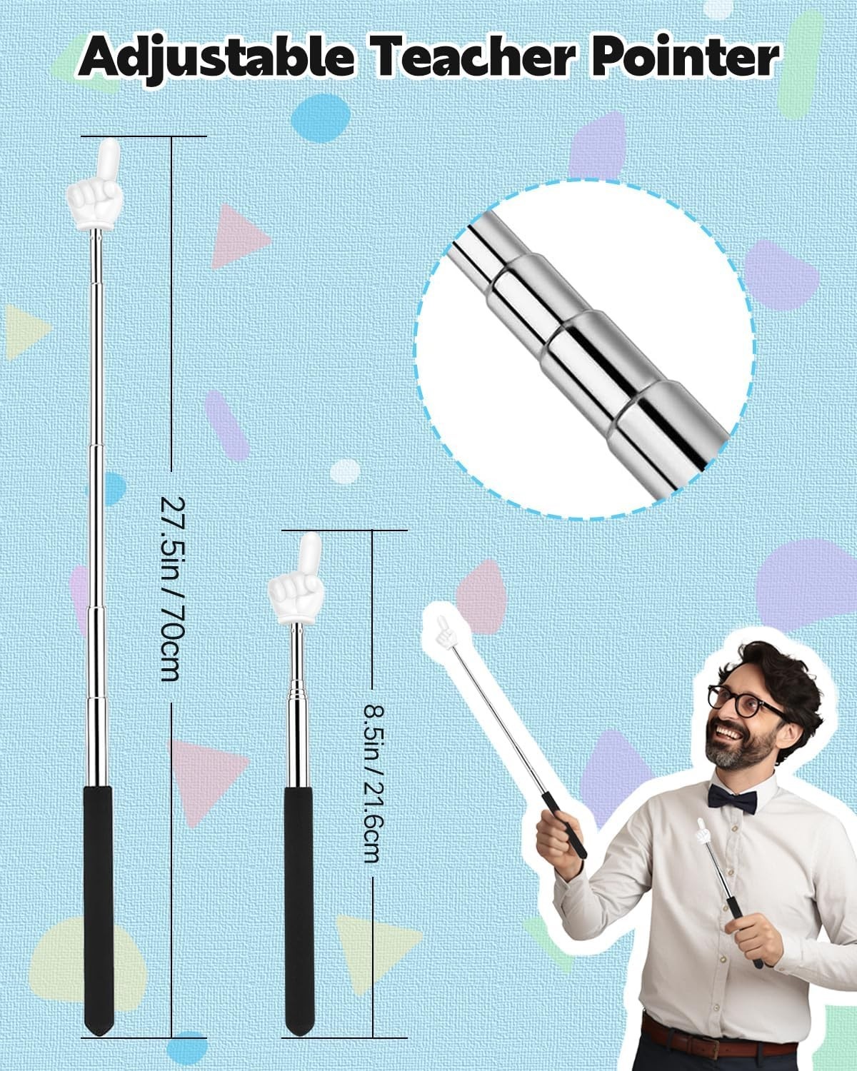 Retractable Teacher Pointer for Classroom Kids Reading, Dumero Extendable Finger gallery