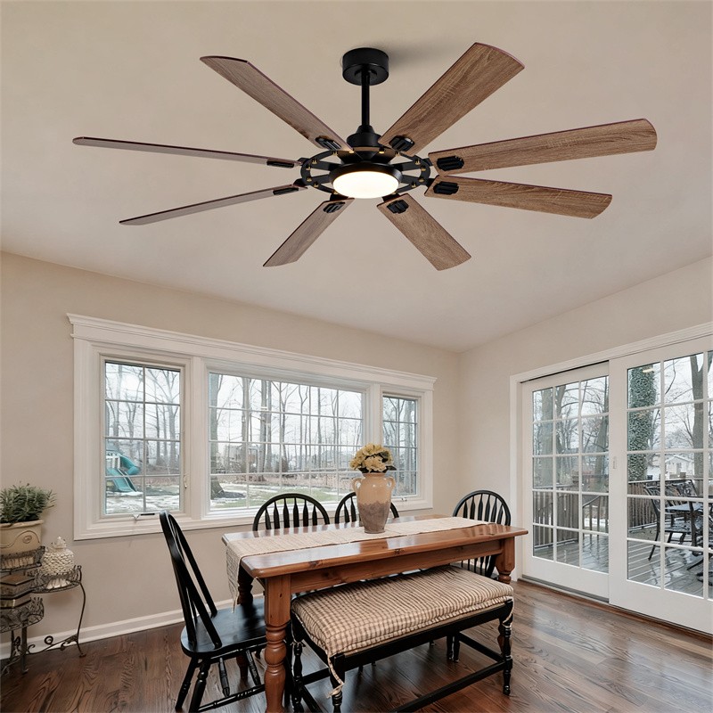 72" Farmhouse Large Ceiling Fan with Light Double Sided Blades Reversible Motor gallery