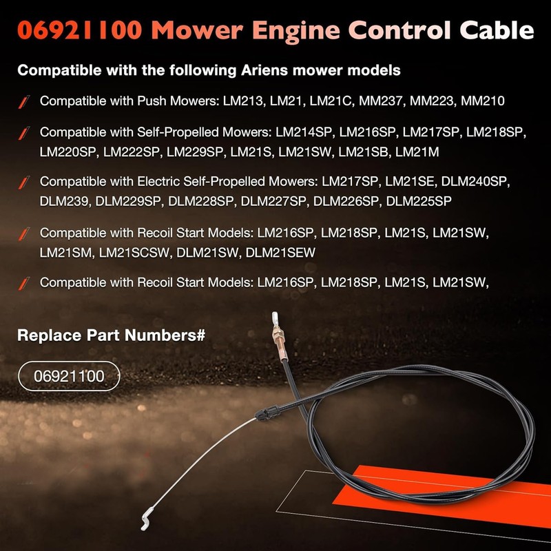 06921100 Engine Control Cable For Ariens Push Self-Propelled Recoil Start Model gallery